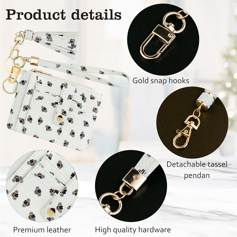 KNGITRYI Small Wristlet Wallets for Women RFID Credit Card Holder Wallet Keychain Wristlet Wallet Credit Card Wallets for Women (bee) - Image 4